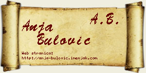 Anja Bulović vizit kartica